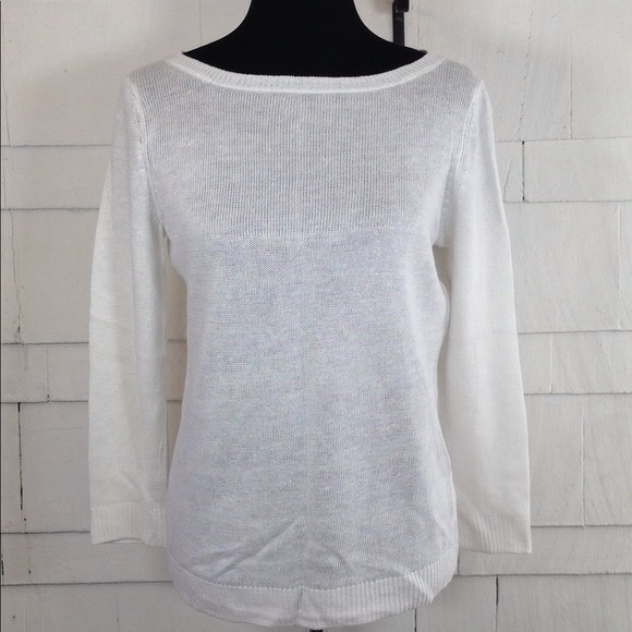 Talbots White Linen Sweater Medium 